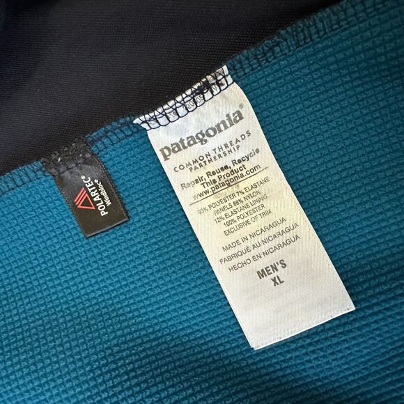 PATAGONIA Adze Hybrid Jacket Navy Blue Polartec Full Zip Stretch Outdoor - Picture 10 of 14